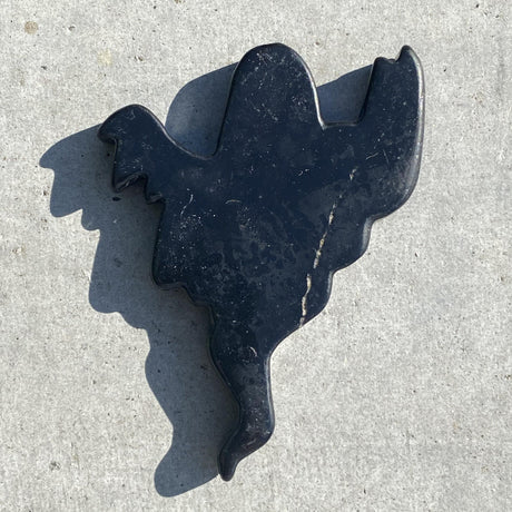 Natural Black Obsidian Hand Carved Floating Ghost 1 - .12 lbs (3 x 2.5 x .25 inch) - Magick Magick.com