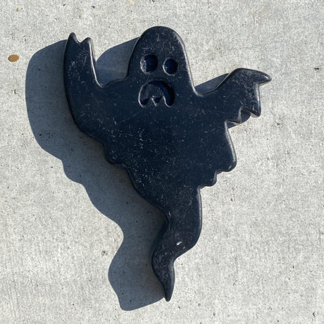 Natural Black Obsidian Hand Carved Floating Ghost 2 - .12 lbs (3 x 2.5 x .25 inch) - Magick Magick.com