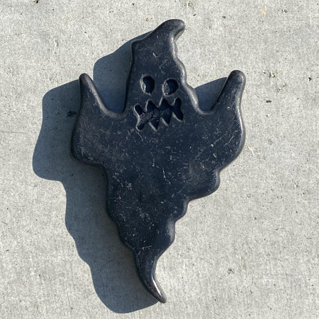 Natural Black Obsidian Hand Carved Floating Ghost 3 - .12 lbs (3 x 2 x .25 inch) - Magick Magick.com