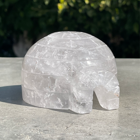 Natural Clear Quartz Hand Carved Crystal Igloo - 1.66 lbs (4 x 3.5 x 2.5 inch) - Magick Magick.com
