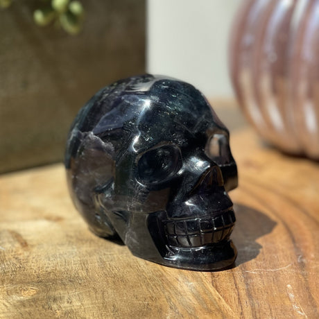 Natural Rainbow Fluorite Hand Carved Skull - 1.75 lbs (3.5 x 2.4 x 3 inch - Magick Magick.com