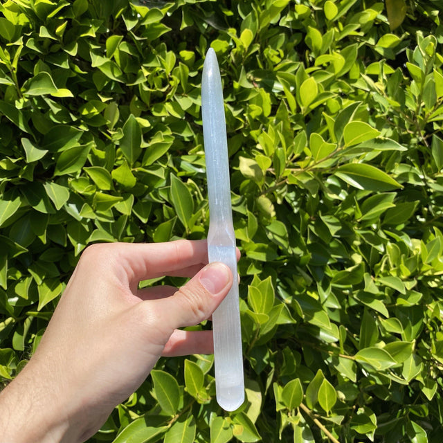 Natural Selenite Hand Carved Knife - .44 lbs (8.75 x 1.5 x .5 inches) - Magick Magick.com