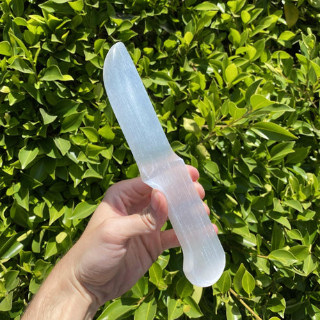 Natural Selenite Hand Carved Knife - .44 lbs (8.75 x 1.5 x .5 inches) - Magick Magick.com