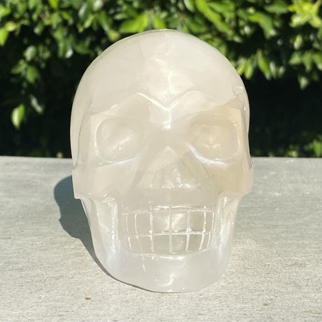 Natural Selenite Hand Carved Skull 1 - 2.22 lbs (4.5 x 3 x 3.5 inch) - Magick Magick.com