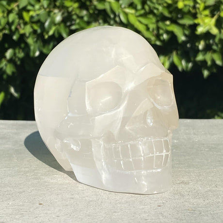 Natural Selenite Hand Carved Skull 1 - 2.22 lbs (4.5 x 3 x 3.5 inch) - Magick Magick.com