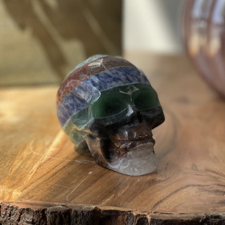 Natural Seven Color Hand Carved Crystal Skull -.67 lbs (3 x 2 x 2.5 inch) - Magick Magick.com