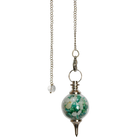 Pendulum Glass Sephoroton - Amazonite & White Agate Chips - Balance - Magick Magick.com