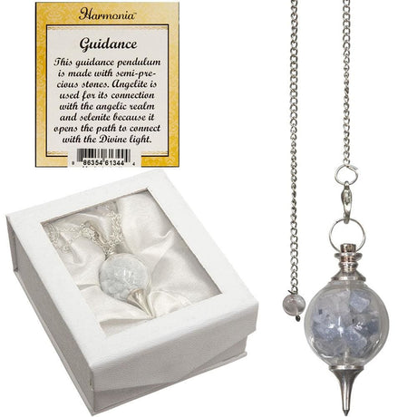 Pendulum Glass Sephoroton - Angelite & Selenite Chips - Guidance - Magick Magick.com
