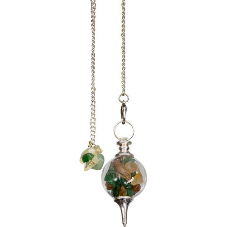 Pendulum Glass Sephoroton - Green Aventurine & Citrine Chips - Prosperity - Magick Magick.com