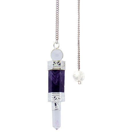Pendulum Wand with Crystal Point & Sphere - Amethyst - Magick Magick.com