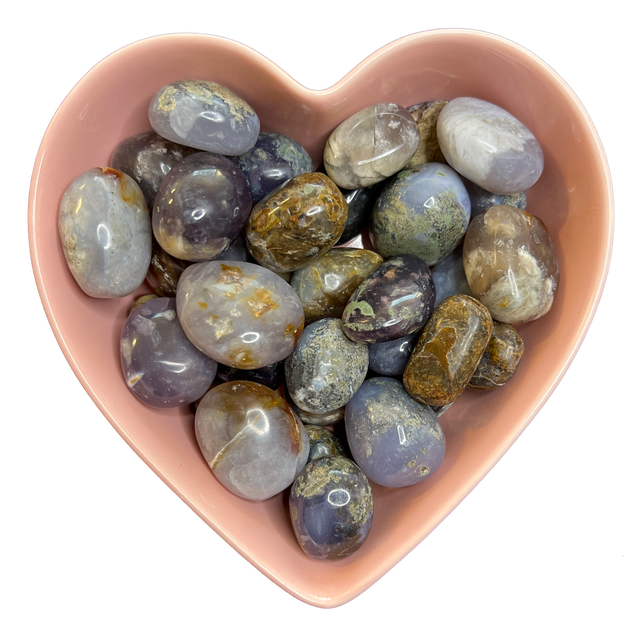 Purple & White Chalcedony Tumbled Stone Natural Gemstone - One Stone - Magick Magick.com