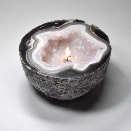 Quartz Geode 2.25" Scented Bergamot & Violet Candle - Magick Magick.com