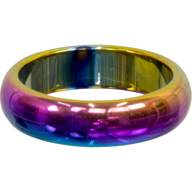 Rainbow Hematite Ring Round Band - Non Magnetic (Pack of 50) - Magick Magick.com