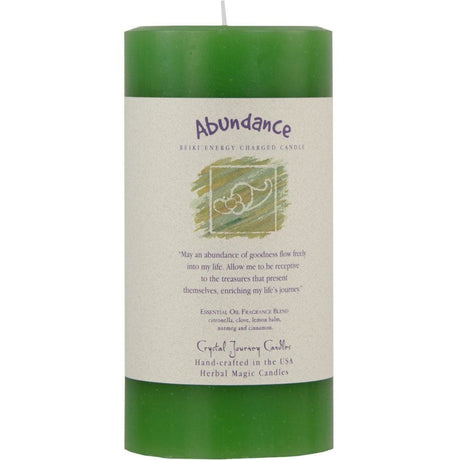 Reiki Charged Herbal 3" x 6" Pillar Candle - Abundance - Magick Magick.com