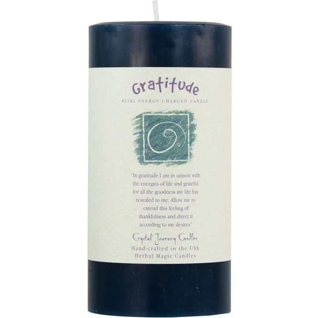 Reiki Charged Herbal 3" x 6" Pillar Candle - Gratitude - Magick Magick.com