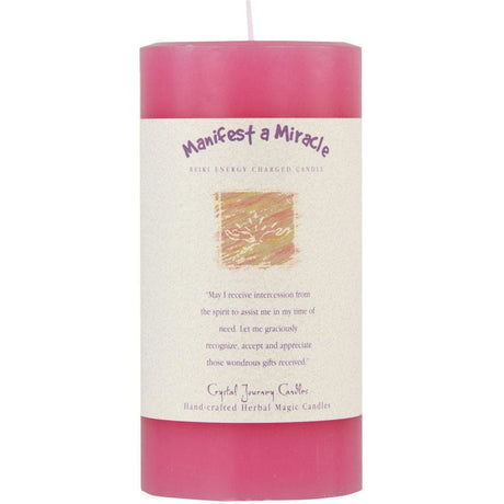 Reiki Charged Herbal 3" x 6" Pillar Candle - Manifest a Miracle - Magick Magick.com