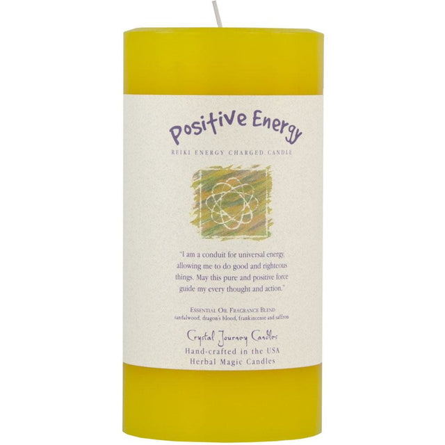 Reiki Charged Herbal 3" x 6" Pillar Candle - Positive Energy - Magick Magick.com