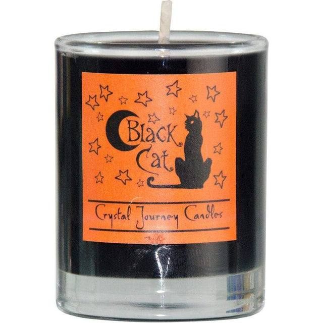 Reiki Charged Soy Herbal Filled Votive Candle - Black Cat - Magick Magick.com