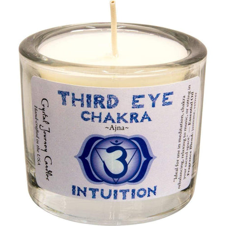 Reiki Charged Soy Herbal Filled Votive Candle - Third Eye Chakra - Magick Magick.com