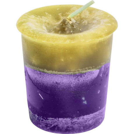 Sunflower & Jasmine Herbal Votive Candle - Yellow/Purple - Magick Magick.com