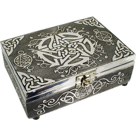 White Metal Lined Box - Pentacle - Magick Magick.com