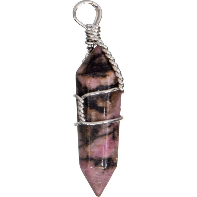 Wire Wrapped Point Pendant - Rhodonite - Magick Magick.com